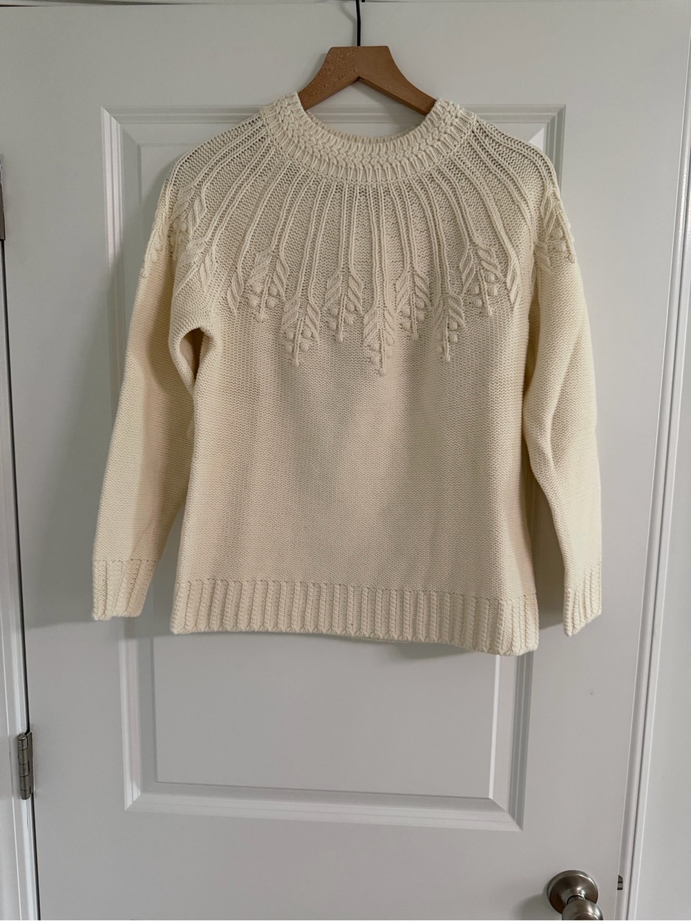 Talbots Cream Cable Yoke Knit Sweater